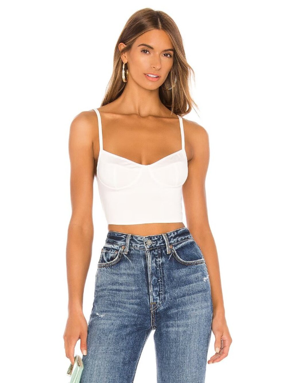 Indah Cutlass Solid Bustier Crop Tank in Ivory